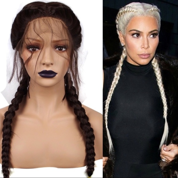 💫Kardashian PURPLE 24” DUTCH BRAID LACE FRONT WIG